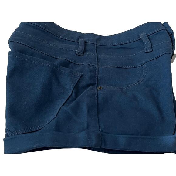 NO BO MID-RISE SHORTS JUNIORS, 1, NAVY BLUE, BACK POCKETS, BUTTONS & ZIP CLOSURE - Picture 5 of 10